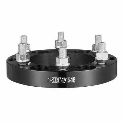 Wheel Spacers, 1" 6"x5.5" Wheel Adapters, 6 Lug Forged Spacer, 108 mm Bore Hubcentric M12 x1.5 Studs Spacers, Fit for 1979-2022 Toyota, Hummer, Lexus, Chevrolet, Honda, 4 PCS Black