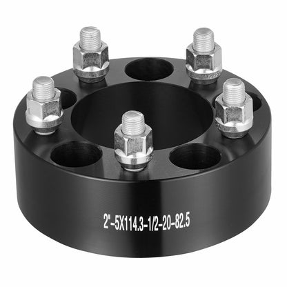 Wheel Spacers, 2" 5"x4.5" Wheel Adapters, 5 Lug Forged Spacer, 82.5 mm Bore Hubcentric 1/2"-20 Studs Spacers, Fit for 1984-2018 Jeep and Ford, 4 PCS Black