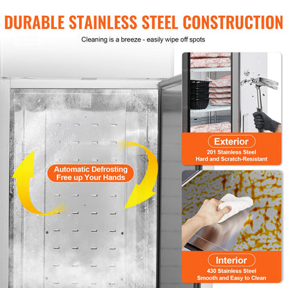 Kommerziell frittiert 20,12 Cu.ft, gefriergetrocknet und frisch frittiert, automatischer Frostschutz aus gefriergetrocknetem Stahl mit 3 Stunden, -13 bis 5℉ Temperaturkontrolle und 4 Stunden