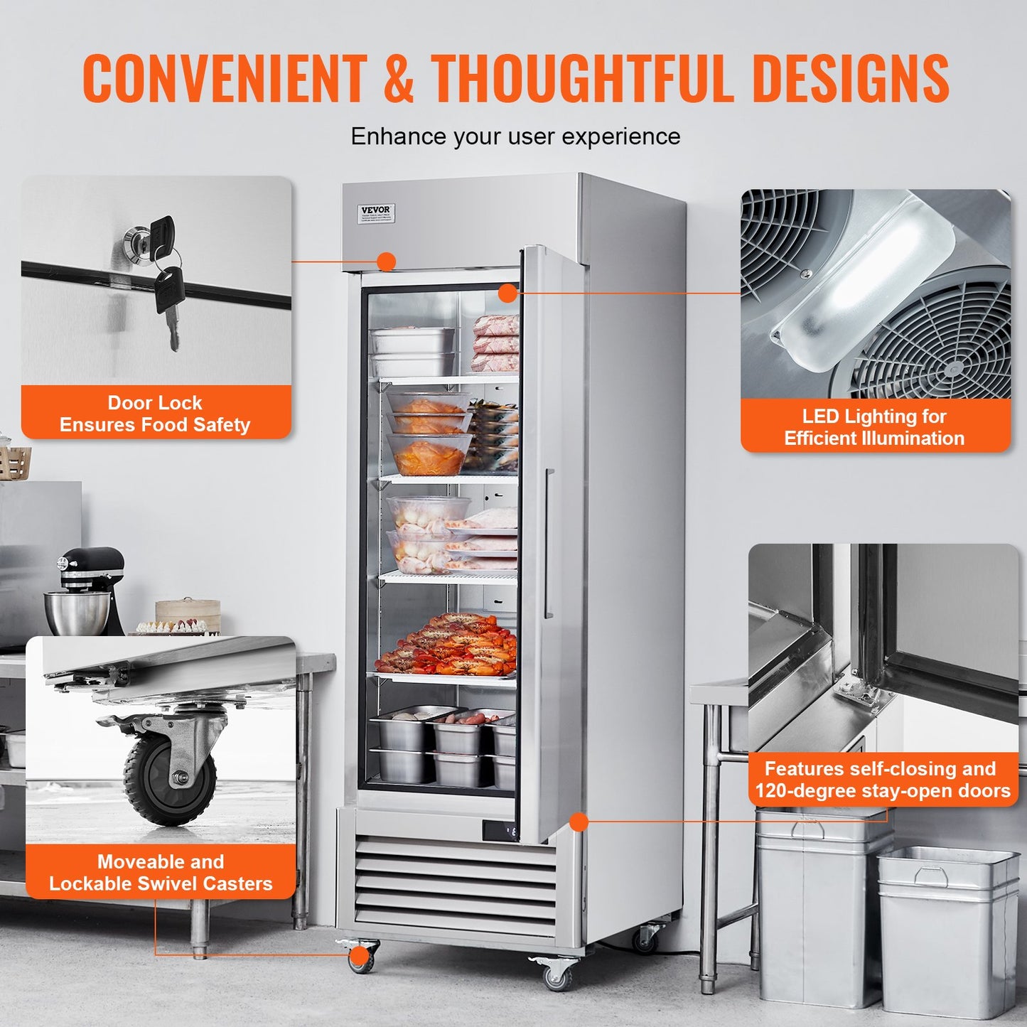 Kommerziell frittiert 20,12 Cu.ft, gefriergetrocknet und frisch frittiert, automatischer Frostschutz aus gefriergetrocknetem Stahl mit 3 Stunden, -13 bis 5℉ Temperaturkontrolle und 4 Stunden