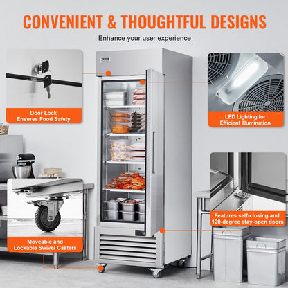 Kommerziell frittiert 20,12 Cu.ft, gefriergetrocknet und frisch frittiert, automatischer Frostschutz aus gefriergetrocknetem Stahl mit 3 Stunden, -13 bis 5℉ Temperaturkontrolle und 4 Stunden