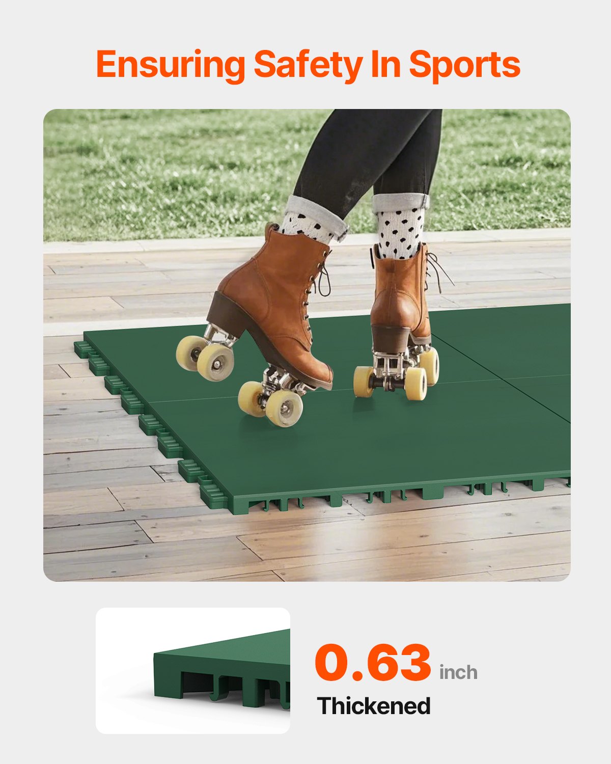 Dryland Tiles for Hockey Floor Mat, 12 x 12 in 8 Pcs Interlocking Versatile Training Surface, Dance Floor Tiles, Hockey Training Equipment Board for Shooting (Green, 8 sq. ft/Box)