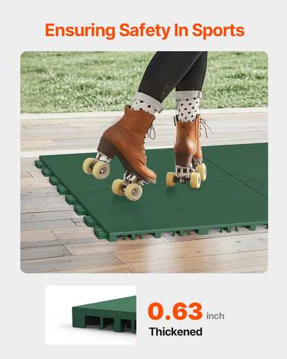 Dryland Tiles for Hockey Floor Mat, 12 x 12 in 8 Pcs Interlocking Versatile Training Surface, Dance Floor Tiles, Hockey Training Equipment Board for Shooting (Green, 8 sq. ft/Box)