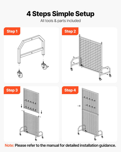 2 Packs Grid Wall Panels, 898 x 1798 mm Wire Grid Panels Display Rack, Movable Art Display Shelf with Wheels & 10 Hooks, Black Carbon Steel Gridwall for Craft Show, Decor, Storage, Notice Board