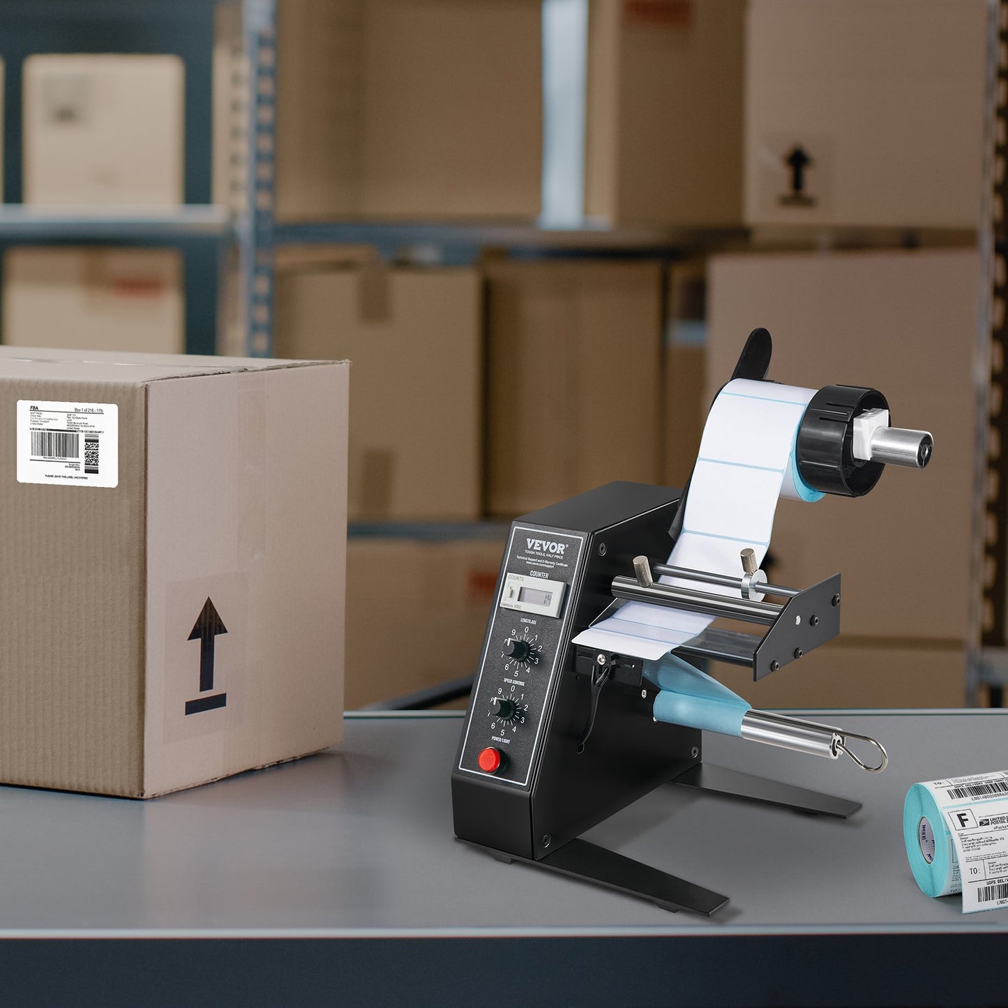 Automatic Label Dispenser, Width 0.6"-4.9"/15-125 mm, Length 0.1"-5.9"/3-150 mm, Automatic Label Stripper Label Separating Machine, Speed Adjustable Label Applicator, Auto Counting 0-999999