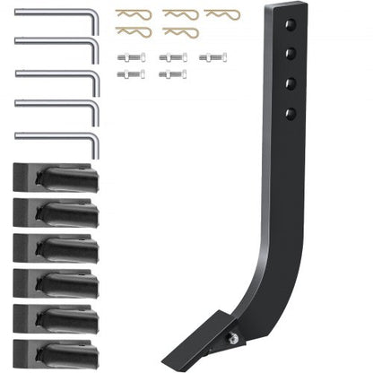 Box Blade Shank, 18" Scarifier Shank, 4 Holes Box Scraper Shank, Ripper Shank with Removable Tapered Teeth and Pins, Adjustable Shanks Assembly for Replacement, Digging, Plowing, 5PCS