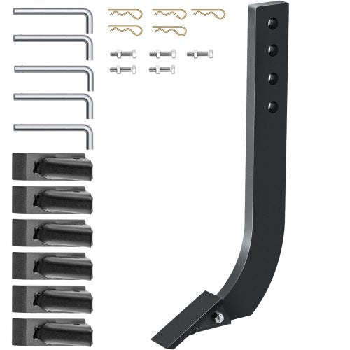 Box Blade Shank, 18" Scarifier Shank, 4 Holes Box Scraper Shank, Ripper Shank with Removable Tapered Teeth and Pins, Adjustable Shanks Assembly for Replacement, Digging, Plowing, 5PCS