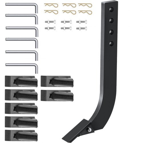Box Blade Shank, 18" Scarifier Shank, 4 Holes Box Scraper Shank, Ripper Shank with Removable Tapered Teeth and Pins, Adjustable Shanks Assembly for Replacement, Digging, Plowing, 6PCS