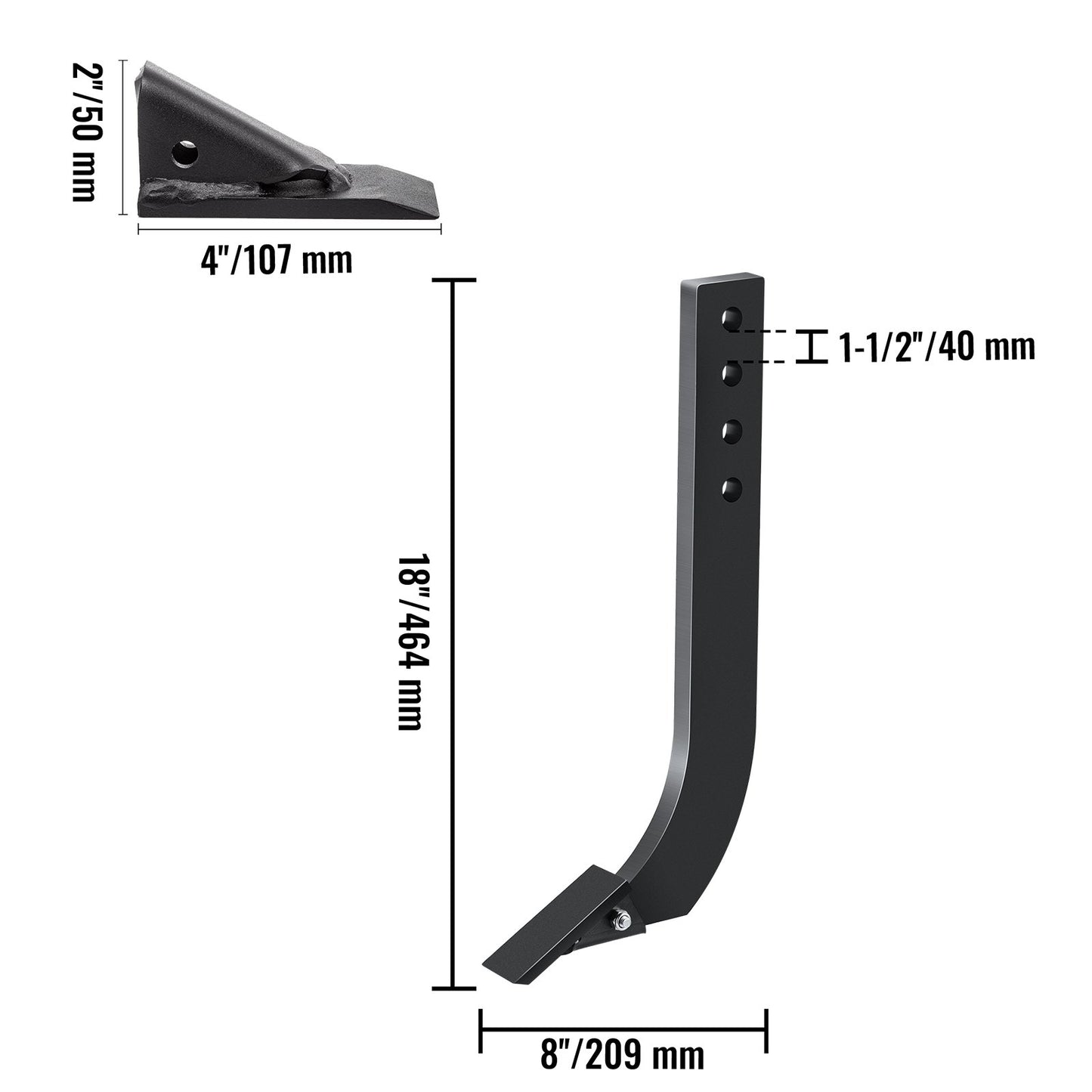 Box Blade Shank, 18" Scarifier Shank, 4 Holes Box Scraper Shank, Ripper Shank with Removable Tapered Teeth and Pins, Adjustable Shanks Assembly for Replacement, Digging, Plowing, 6PCS