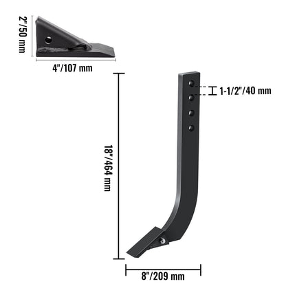 Box Blade Shank, 18" Scarifier Shank, 4 Holes Box Scraper Shank, Ripper Shank with Removable Tapered Teeth and Pins, Adjustable Shanks Assembly for Replacement, Digging, Plowing, 6PCS