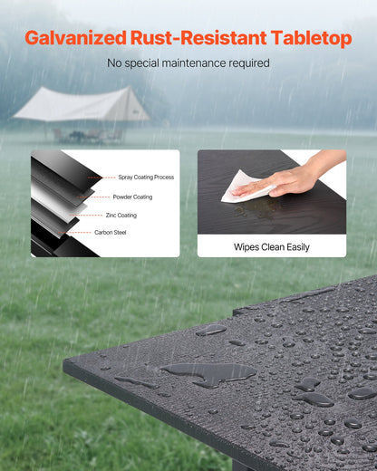 Expandable Outdoor Patio Dining Table, 80-160cm Rectangular Backyard Bistro Tables for 4-6, Aluminum Frame Metal Steel Slat , All-Weather Large Furniture for Lawn Garden Porch, Dark Gray