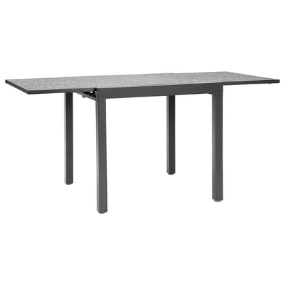 Expandable Outdoor Patio Dining Table, 80-160cm Rectangular Backyard Bistro Tables for 4-6, Aluminum Frame Metal Steel Slat , All-Weather Large Furniture for Lawn Garden Porch, Dark Gray
