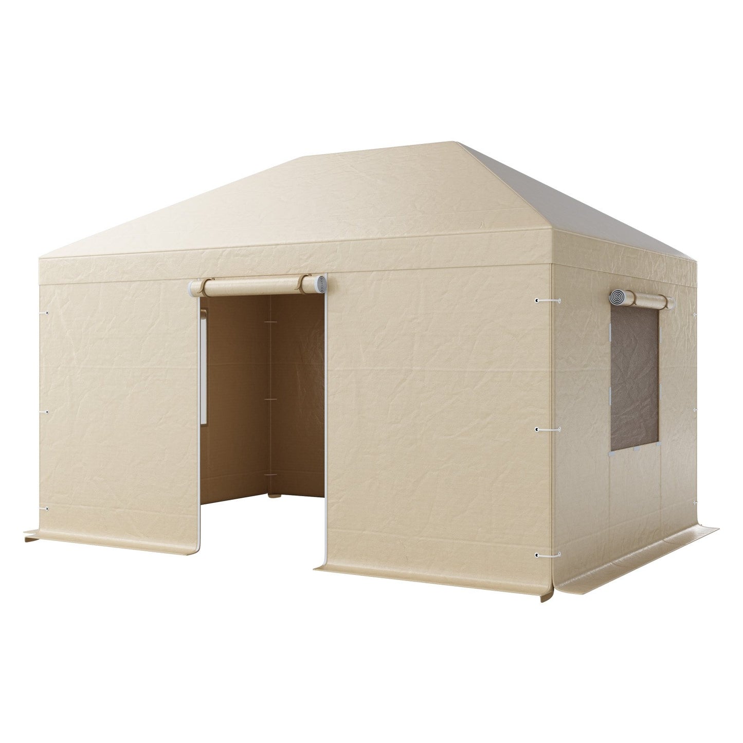 Winter Gazebo Cover Fits 3.08 x 4.39 m Hardtop Gazebos, All-Weather Gazebo Cover with Sidewalls & Windows, High-Density PE Material, Enclosed Storage Shelter Covers, Gazebos not Included