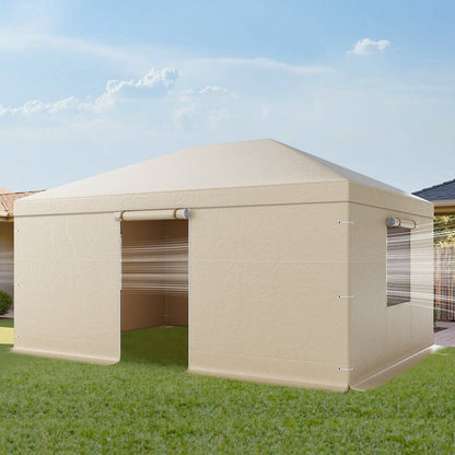 Winter Gazebo Cover Fits 3.68 x 4.9 m Hardtop Gazebos, All-Weather Gazebo Cover with Sidewalls & Windows, High-Density PE Material, Enclosed Storage Shelter Covers, Gazebos not Included