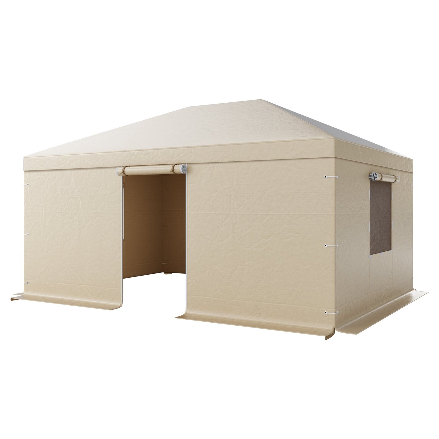 Winter Gazebo Cover Fits 3.68 x 4.9 m Hardtop Gazebos, All-Weather Gazebo Cover with Sidewalls & Windows, High-Density PE Material, Enclosed Storage Shelter Covers, Gazebos not Included