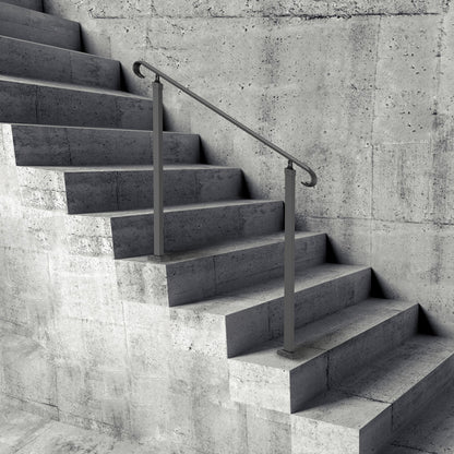 Wrought Iron Handrail, Fit 2 or 3 Steps Outdoor Stair Railing, Adjustable Front Porch Hand Rail, Black Transitional Hand railings for Concrete Steps or Wooden Stairs with Installation Kit