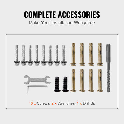 Wrought Iron Handrail, Fit 1 or 2 Steps Outdoor Stair Railing, Adjustable Front Porch Hand Rail, Black Transitional Hand railings for Concrete Steps or Wooden Stairs with Installation Kit