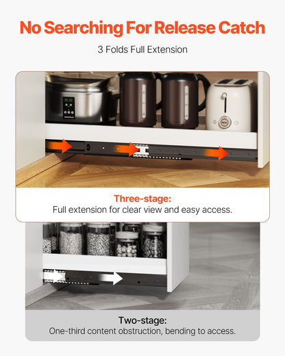 Undermount Drawer Slides, 16 inch, Full Extension Ball Bearing Under Stair Cabinet Rails, 260 LB Load Capacity Heavy Duty Bottom Stair Cabinet Glides Track Runners,for DIY Replacement, Black