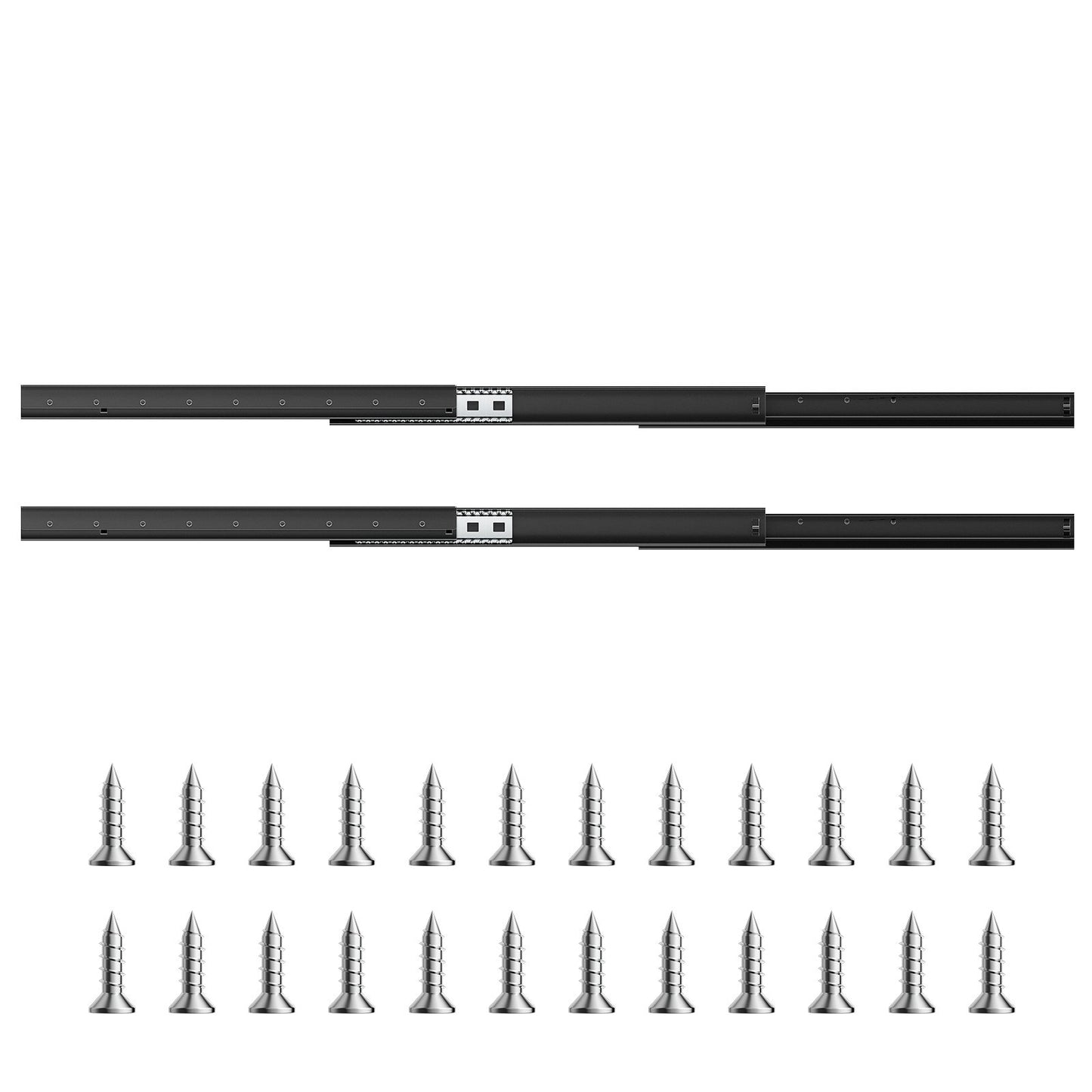 Undermount Drawer Slides, 24 inch, Full Extension Ball Bearing Under Stair Cabinet Rails, 260 LB Load Capacity Heavy Duty Bottom Stair Cabinet Glides Track Runners,for DIY Replacement, Black