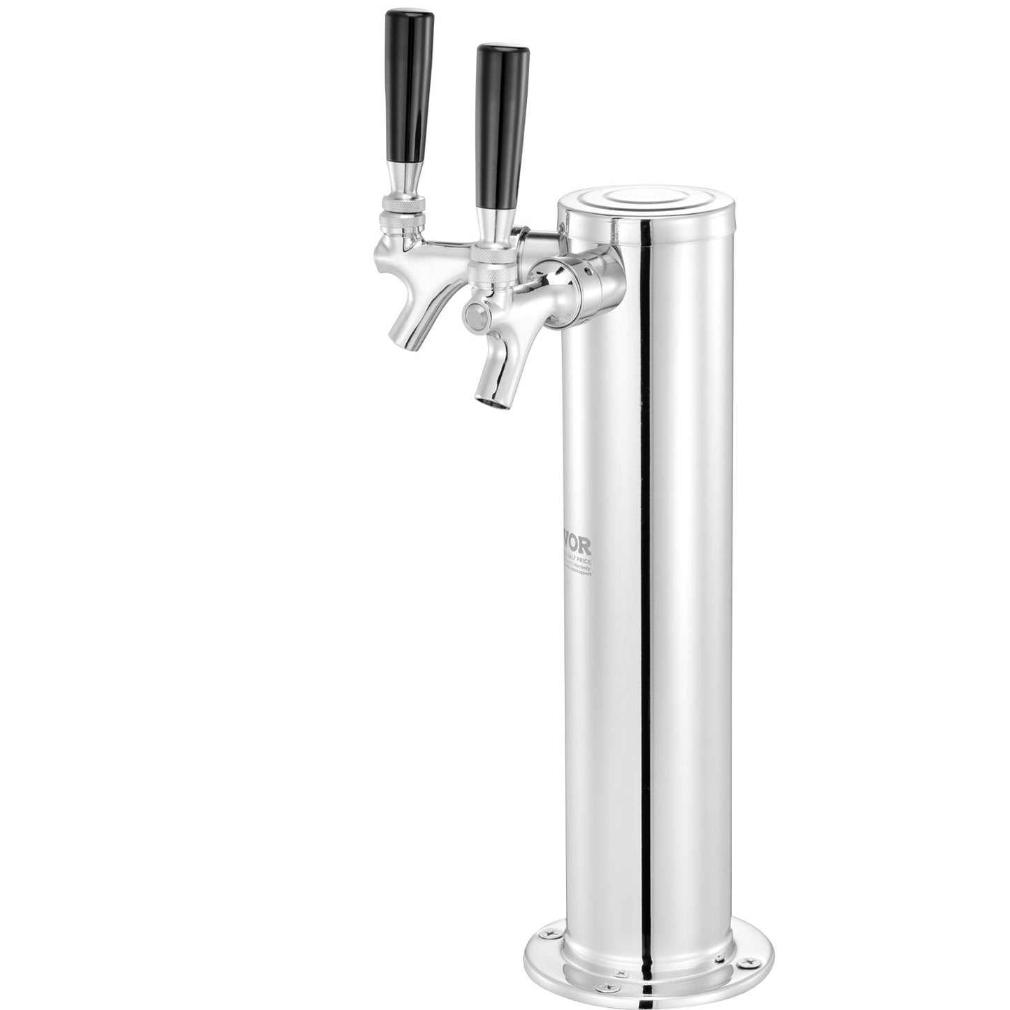 Dual Taps Draft Beer Tower Dispenser, Stainless Steel Keg Beer Tower, Kegerator Tower Kit with Pre-Assembled Tubing and Self-Closing Faucet Shanks for Party, Bar, Pub, Restaurant