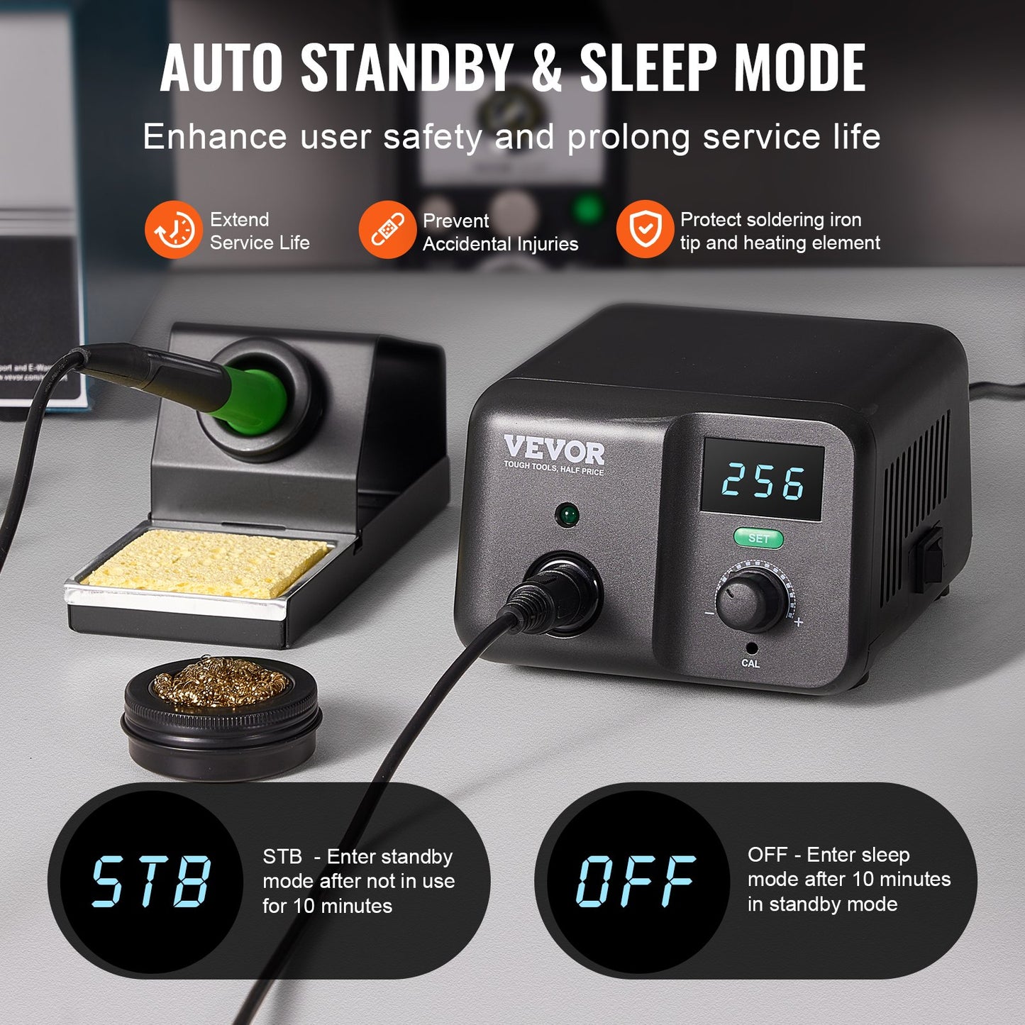Soldering Iron Station, 70W Digital Display Soldering Station Kit, 122°F- 932°F Temp Control & Built-in Transformer, Auto Standby & Sleep Mode, with 5 Soldering Tips, Lead-Free Solder, Tweezers