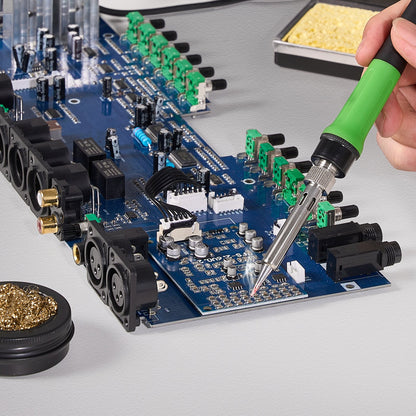 Soldering Iron Station, 70W Digital Display Soldering Station Kit, 122°F- 932°F Temp Control & Built-in Transformer, Auto Standby & Sleep Mode, with 5 Soldering Tips, Lead-Free Solder, Tweezers