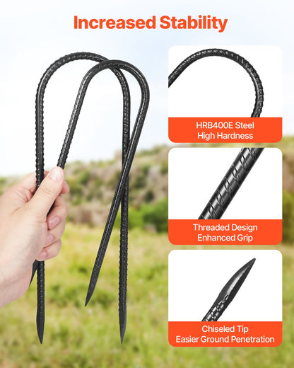 12-Zoll-8er-Packung Bewehrungsstäbe 304,8 x 82,04 mm Hochleistungs-U-förmige verzinkte Bodenanker