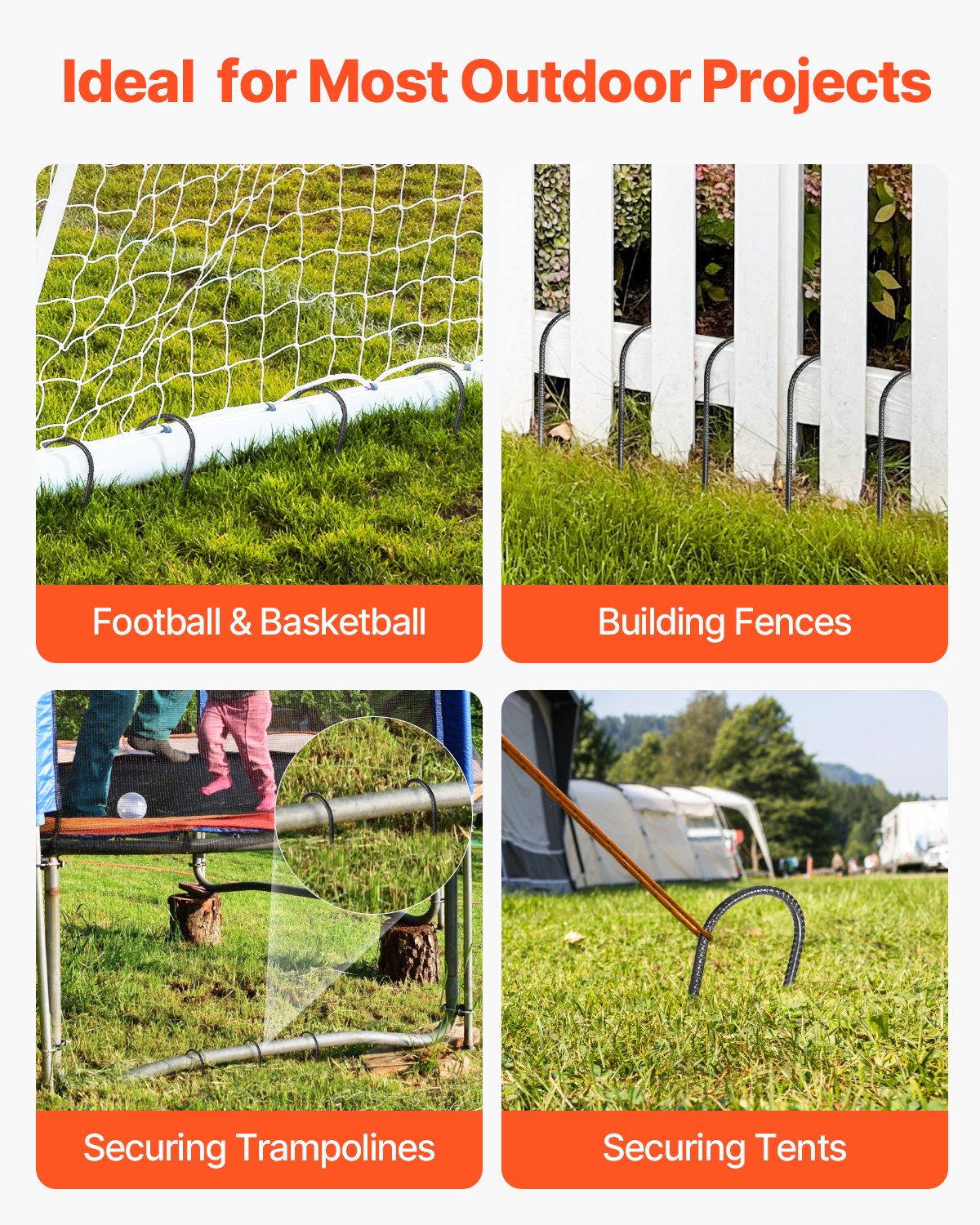 12-Zoll-8er-Packung Bewehrungsstäbe 304,8 x 82,04 mm Hochleistungs-U-förmige verzinkte Bodenanker