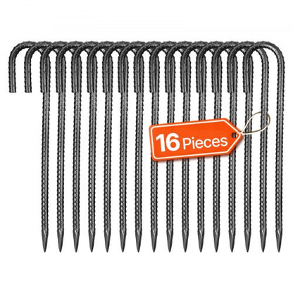 304,8 mm / 12-Inch 16 Pack Rebar Stakes Heavy Duty J Hook Galvanized Ground Anchors