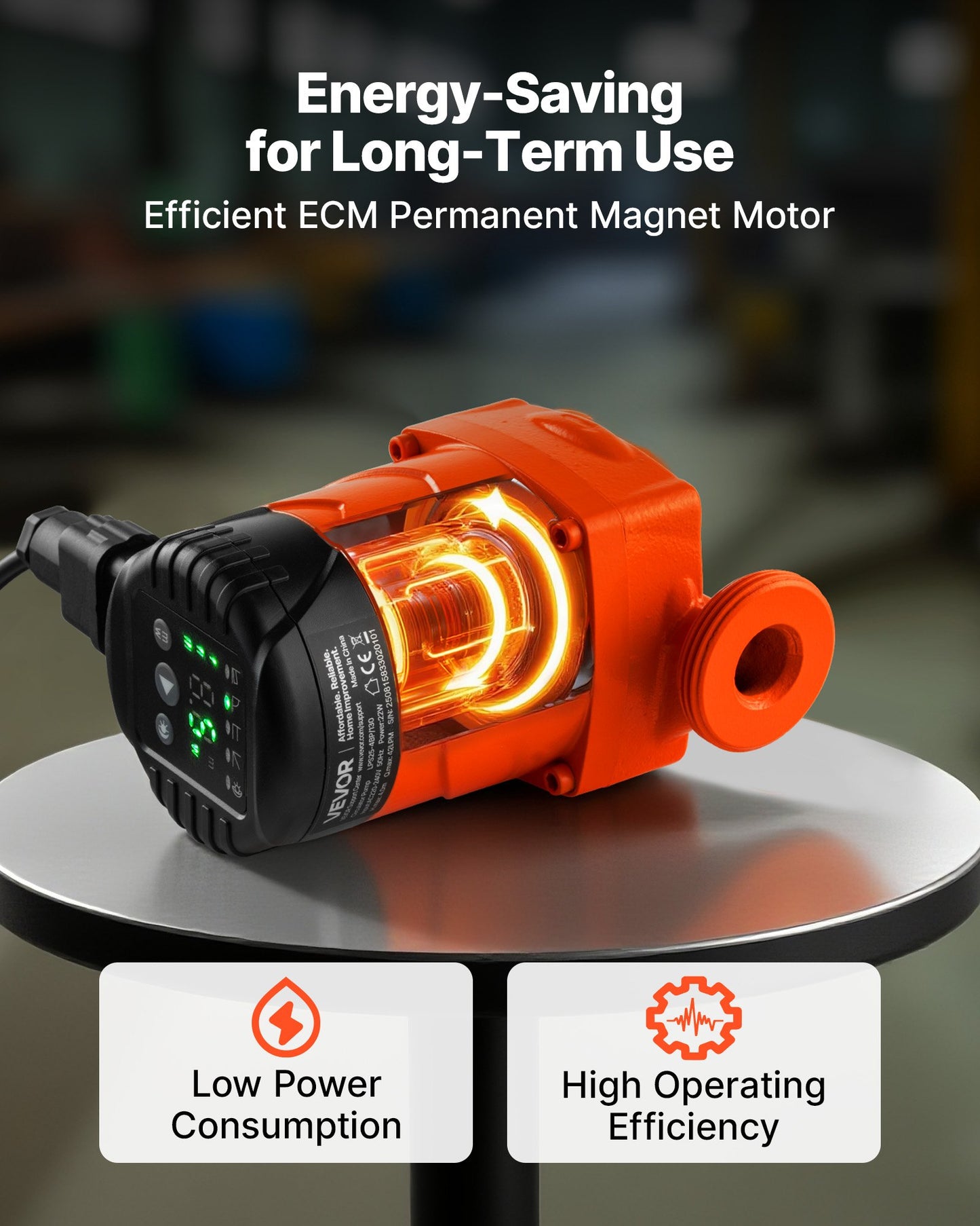 LPS25-4BP/130 High Efficiency Circulator Pump, 42 LPM, 4 m Max Lift Cast Iron Hot Water Recirculating Circulation Pump, Threaded Connection, Check Valve, Quiet Operation, for Home Heating System