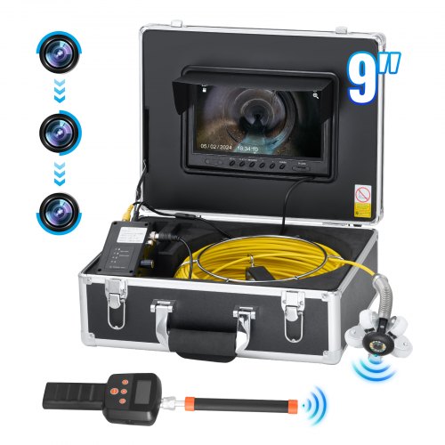 Sewer Camera with 512Hz Locator, 165 ft/50 m, 9" Drain Inspection Camera with Self-Leveling, 36X Zoom, Plumbing Camera with Lights-12 LED, 32GB Card, IP68 Waterproof Snake Camera for Duct Pipe