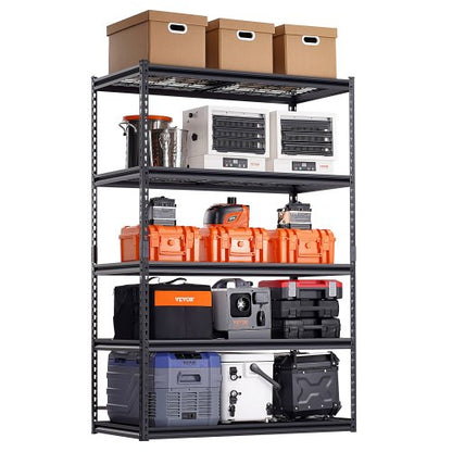 Storage Shelves, 3000 lbs, 5 Tier Heavy Duty Garage Shelving, 24" D x 48" W x 72" H Adjustable Metal Shelves for Industrial Shelving Unit Utility Shelf, for Kitchen, Warehouse, Basement, Black
