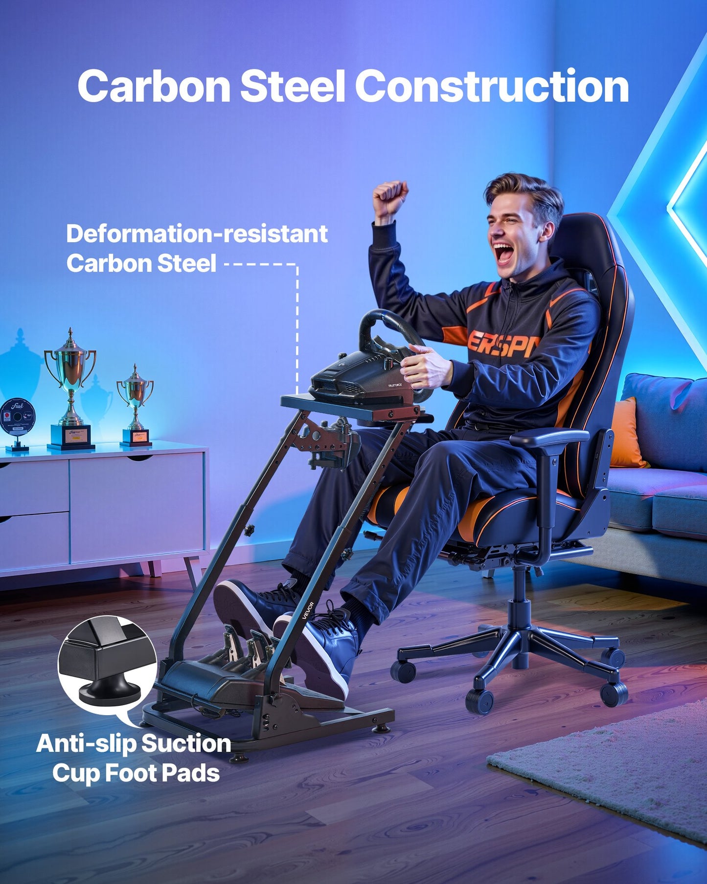 Racing Wheel Stand, Adjustable & Foldable Simulator Stand for Logitech G29 G27 G920 G923, Thrustmaster T300RS T300GT T248 TS-PC TSXW Gaming Cockpit,Pedals Simulator NOT Included