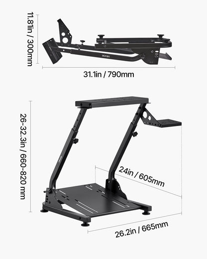 Racing Wheel Stand, Adjustable & Foldable Simulator Stand for Logitech G29 G27 G920 G923, Thrustmaster T300RS T300GT T248 TS-PC TSXW Gaming Cockpit,Pedals Simulator NOT Included