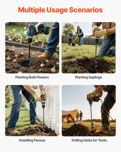 Auger Drill Bit for Planting, 40 x 420 mm Spiral Drill Bit, for 3/8" Hex Drive Drills, Heavy Duty Bulb Planter Tool, Hole Drilling Attachments for Garden Post Hole Digger Fence Digging