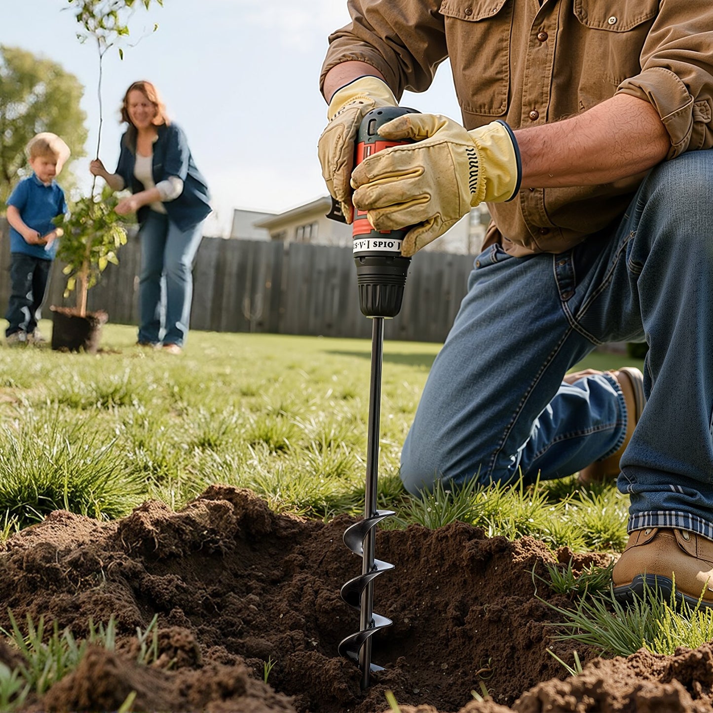 Auger Drill Bit for Planting, 40 x 420 mm Spiral Drill Bit, for 3/8" Hex Drive Drills, Heavy Duty Bulb Planter Tool, Hole Drilling Attachments for Garden Post Hole Digger Fence Digging