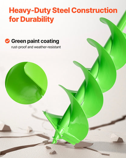 Auger Drill Bit for Planting, 60 x 800 mm Spiral Drill Bit, Compatible with 20mm ID Drive Drills, Heavy Duty Bulb Planter Tool, Post Hole Drilling Attachments for Garden Digger Fence