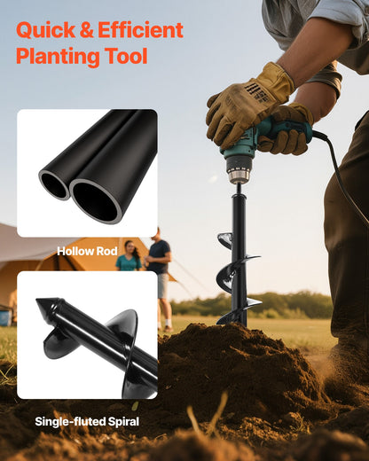 Auger Drill Bit for Planting, 80 x 300 mm Spiral Drill Bit, for 3/8" Hex Drive Drills, Heavy Duty Bulb Planter Tool, Hole Drilling Attachments for Garden Post Hole Digger Fence Digging