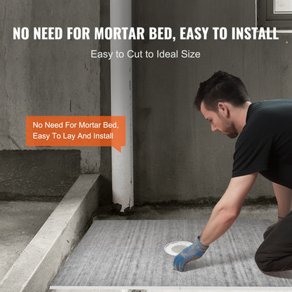 Duschwannen-Set (1219 x 1828 mm) mit 160-mm-Mittelablauf, leichtes EPS-Duschinstallationsset mit 2 wasserdichten Tüchern, Duschwannen-Gefällestangen für Badezimmer