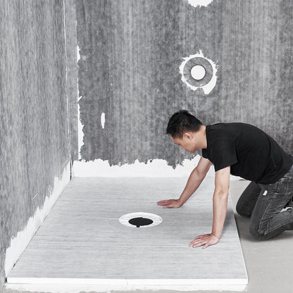 Duschwannen-Set (1219 x 1828 mm) mit 160-mm-Mittelablauf, leichtes EPS-Duschinstallationsset mit 2 wasserdichten Tüchern, Duschwannen-Gefällestangen für Badezimmer