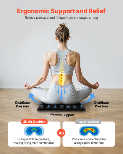 Aufblasbares Sitzkissen, 3D-Luftzellen-Sitzkissen zur Druckentlastung, Rollstuhlsitzauflage aus Lycra und TPU mit Handpumpe, leicht und tragbar für Reisen, Büro, Auto und Flugzeug