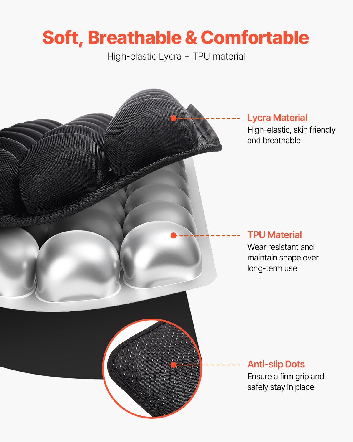 Aufblasbares Sitzkissen, 3D-Luftzellen-Sitzkissen zur Druckentlastung, Rollstuhlsitzauflage aus Lycra und TPU mit Handpumpe, leicht und tragbar für Reisen, Büro, Auto und Flugzeug