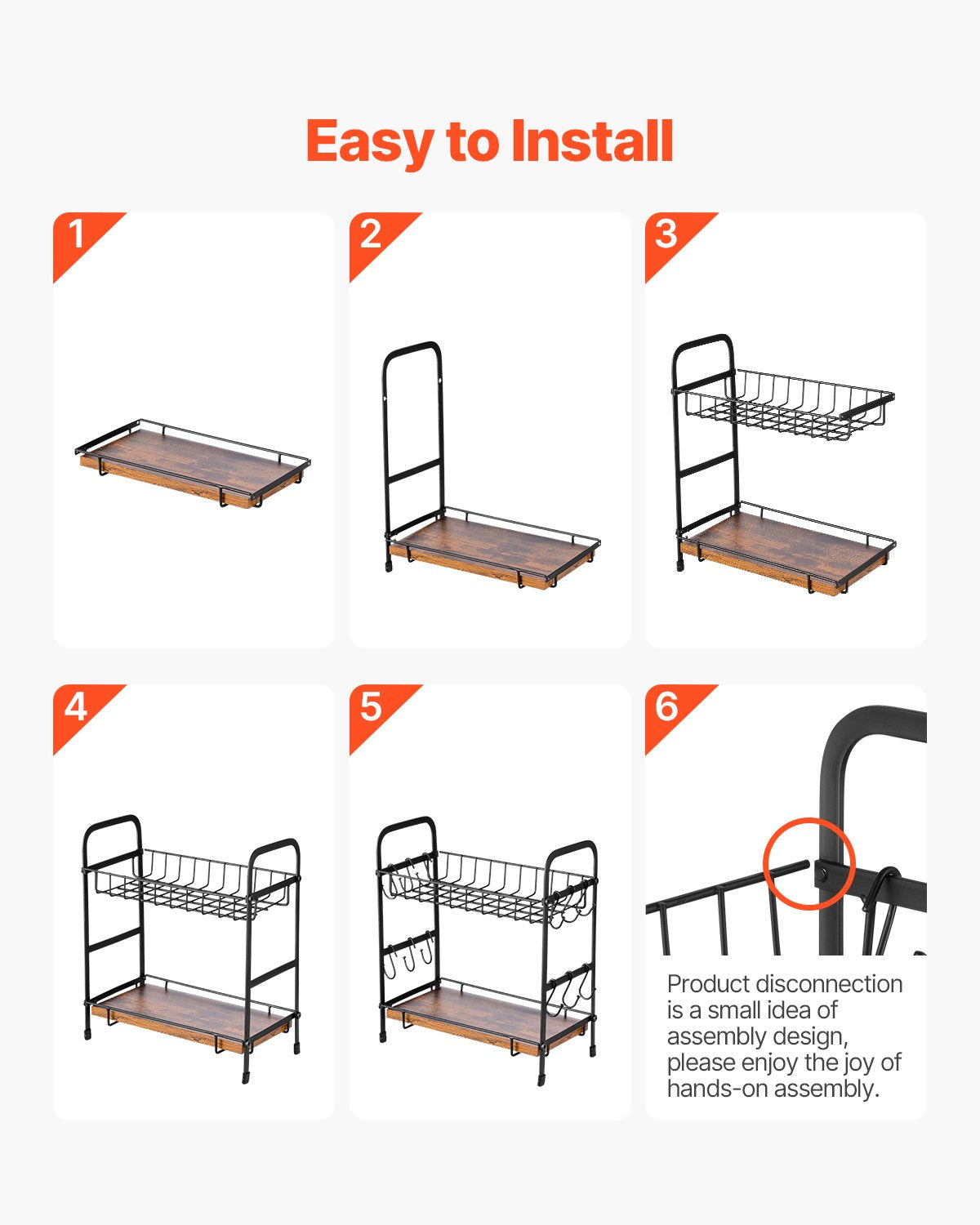 2-stöckiger Kaffeebar-Organizer für die Arbeitsplatte, multifunktionaler Tassenhalter und Kaffeestation, 12 verschiebbare Haken und 2 Ablagen zur Aufbewahrung und Präsentation von Kaffeezubehör, Homeoffice (Mattschwarz)