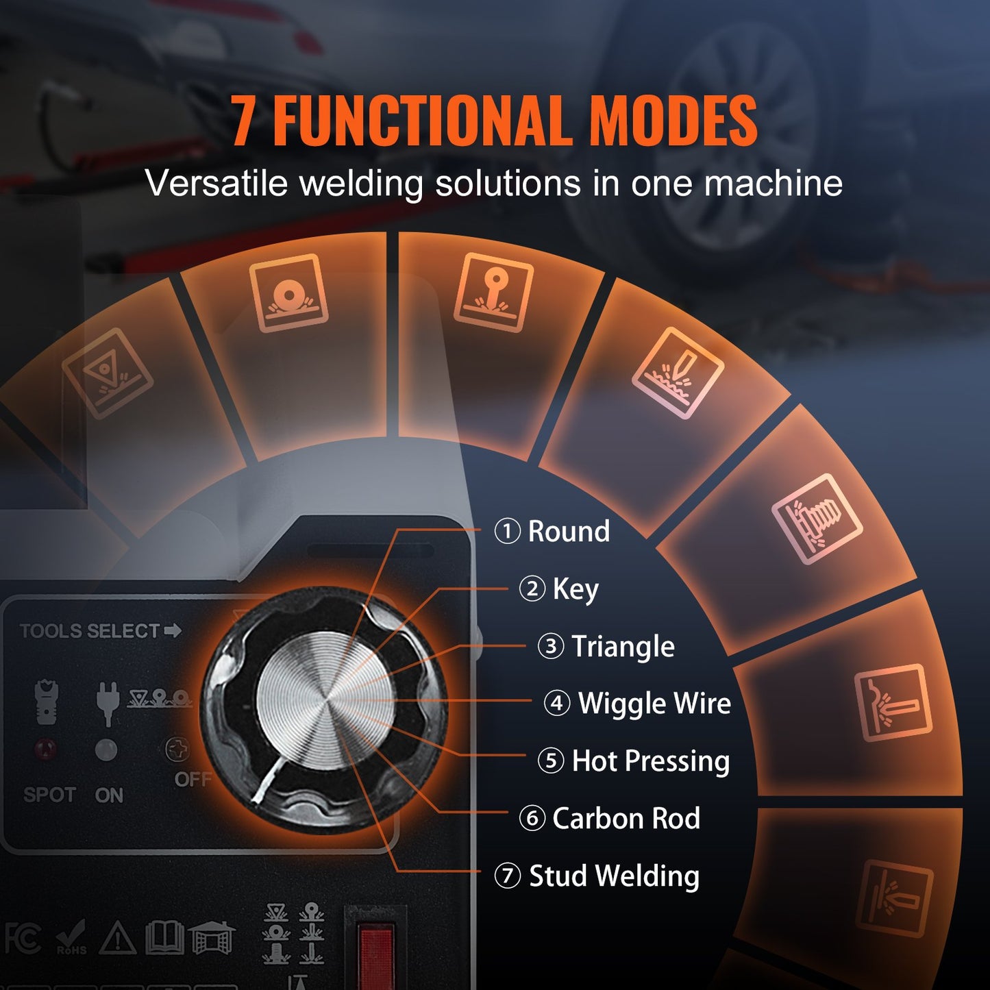 Stud Welder Dent Repair Kit, Auto Body Spot Welding Dent Puller Machine with 7 Welding Modes & Adjustable Power, 1.8KW Spot Welder Dent Removal Tool for Car, Truck Dent Repair