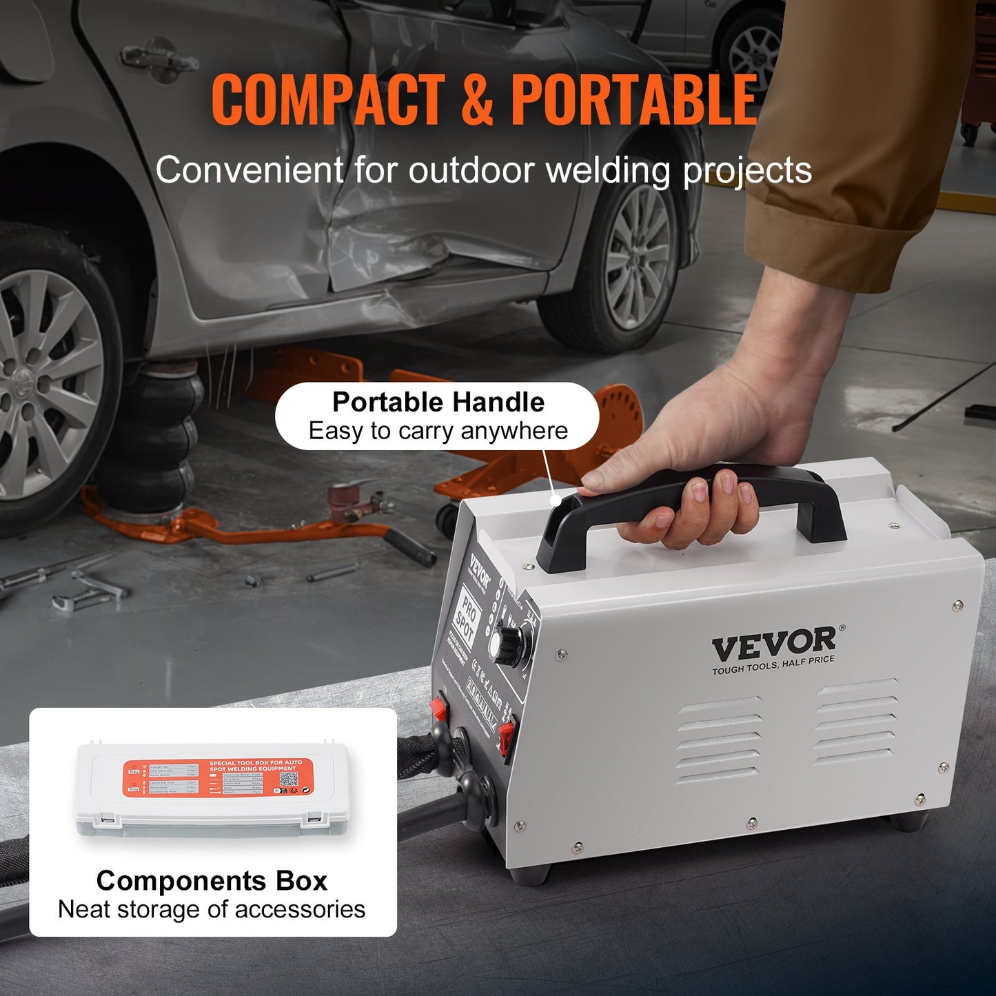 Stud Welder Dent Repair Kit, Auto Body Spot Welding Dent Puller Machine with 7 Welding Modes & Adjustable Power, 1.8KW Spot Welder Dent Removal Tool for Car, Truck Dent Repair