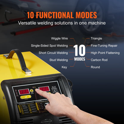 Dual Pro Stud Welder Deluxe AL/Fe Dent Repair Kit, Professional 5KW Welder with Auto/Manual Welding and 10 Modes, Spot Welding Dent Repair Machine for Steel & Aluminum Auto Panels Repair