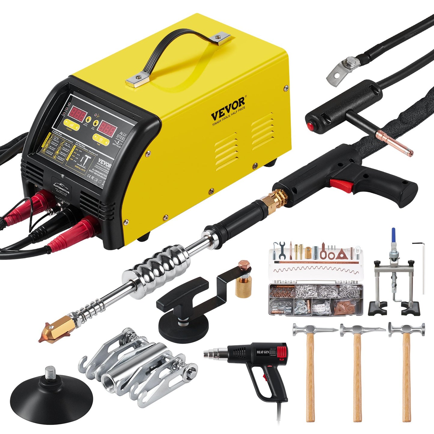 Dual Pro Stud Welder Deluxe AL/Fe Dent Repair Kit, Professional 5KW Welder with Auto/Manual Welding and 10 Modes, Spot Welding Dent Repair Machine for Steel & Aluminum Auto Panels Repair