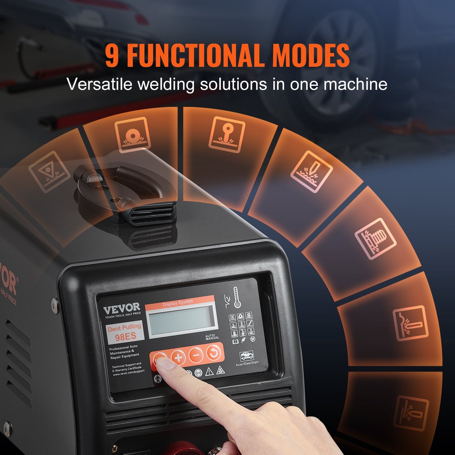 Bolzenschweiß-Ausbeulset, 3-kW-Punktschweißgerät mit automatischer/manueller Schweißfunktion und 9 vielseitigen Modi, Ausbeulmaschine für Pkw und Lkw zur Ausbeulung von Karosserien