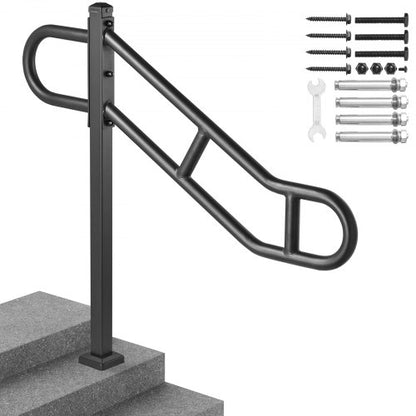 Single Post Handrail for Outdoor 1-3 Step 102.9 cm Stair Handrail Floor Mount