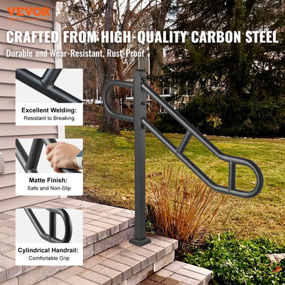 Single Post Handrail for Outdoor 1-3 Step 102.9 cm Stair Handrail Floor Mount